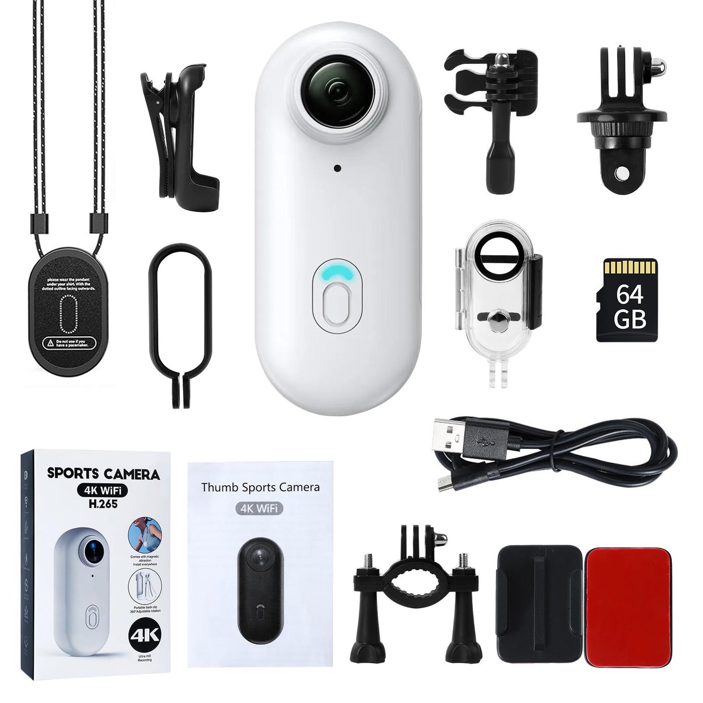 NUISK 64GB 4K Thumb Action camera