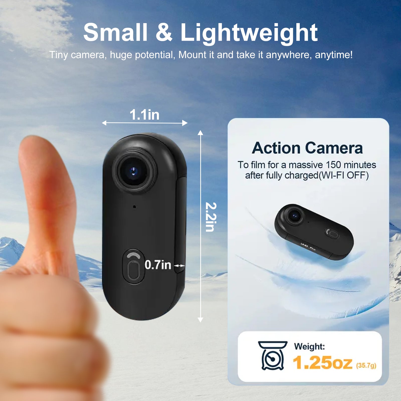 NUISK 32GB 1080P Thumb Action Camera