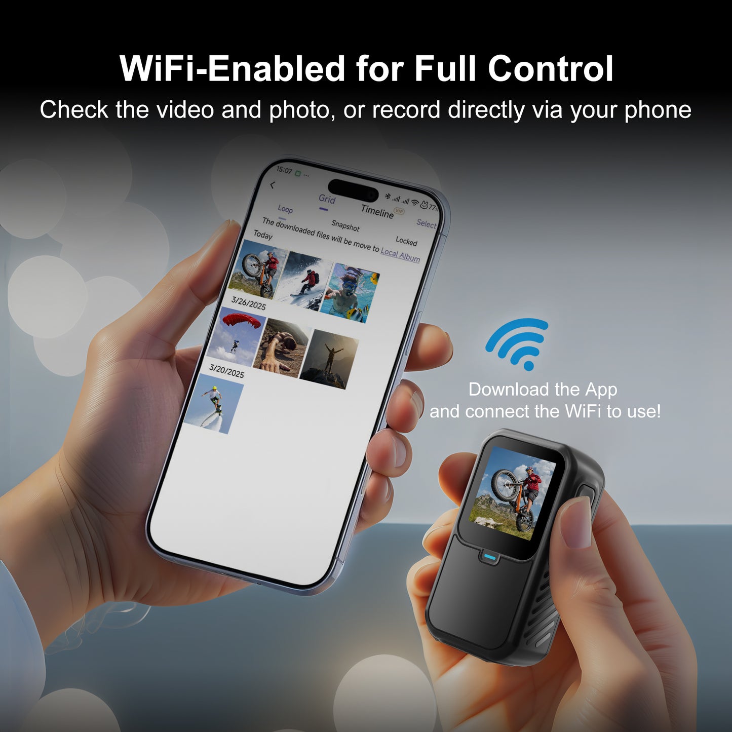 4K 60FPS 64GB 30MP WIFI Action cam with dual screen