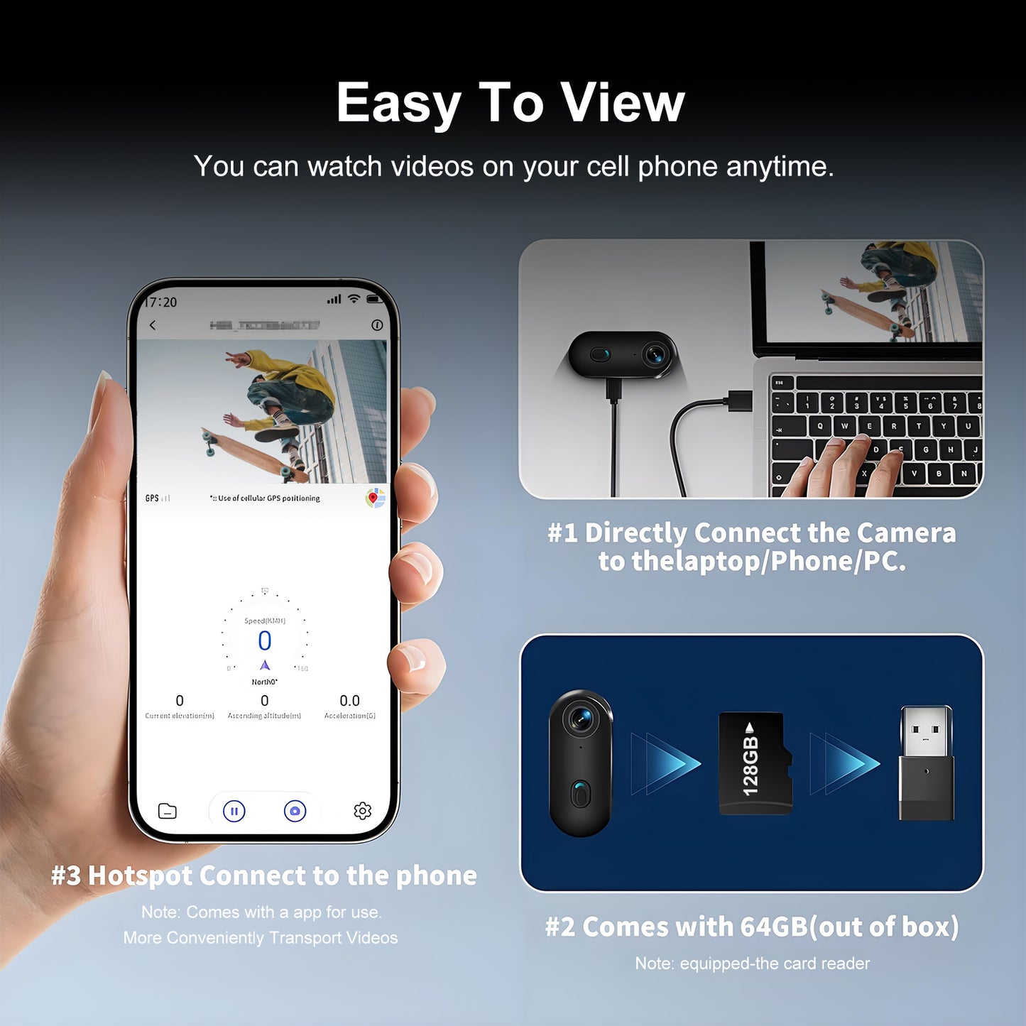 NUISK 128GB 4K Thumb Action camera