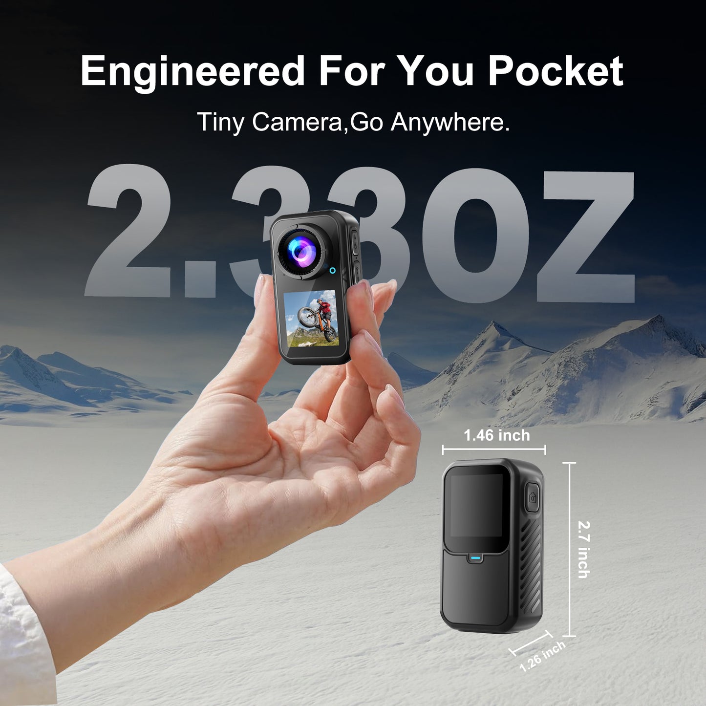 4K 60FPS 64GB 30MP WIFI Action cam with dual screen